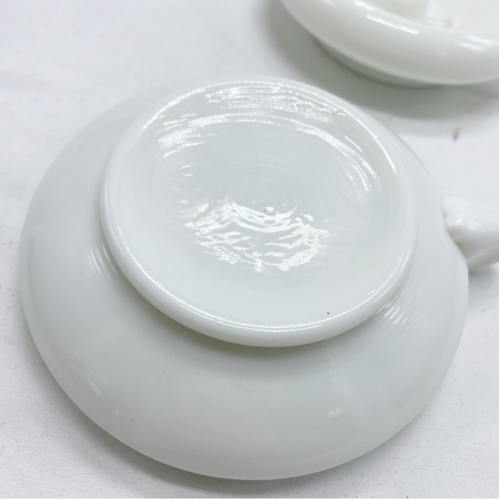 Fenton Vintage Milk Glass Chamber Candlestick Holders Finger Loop Set of 2 - Picture 5 of 9